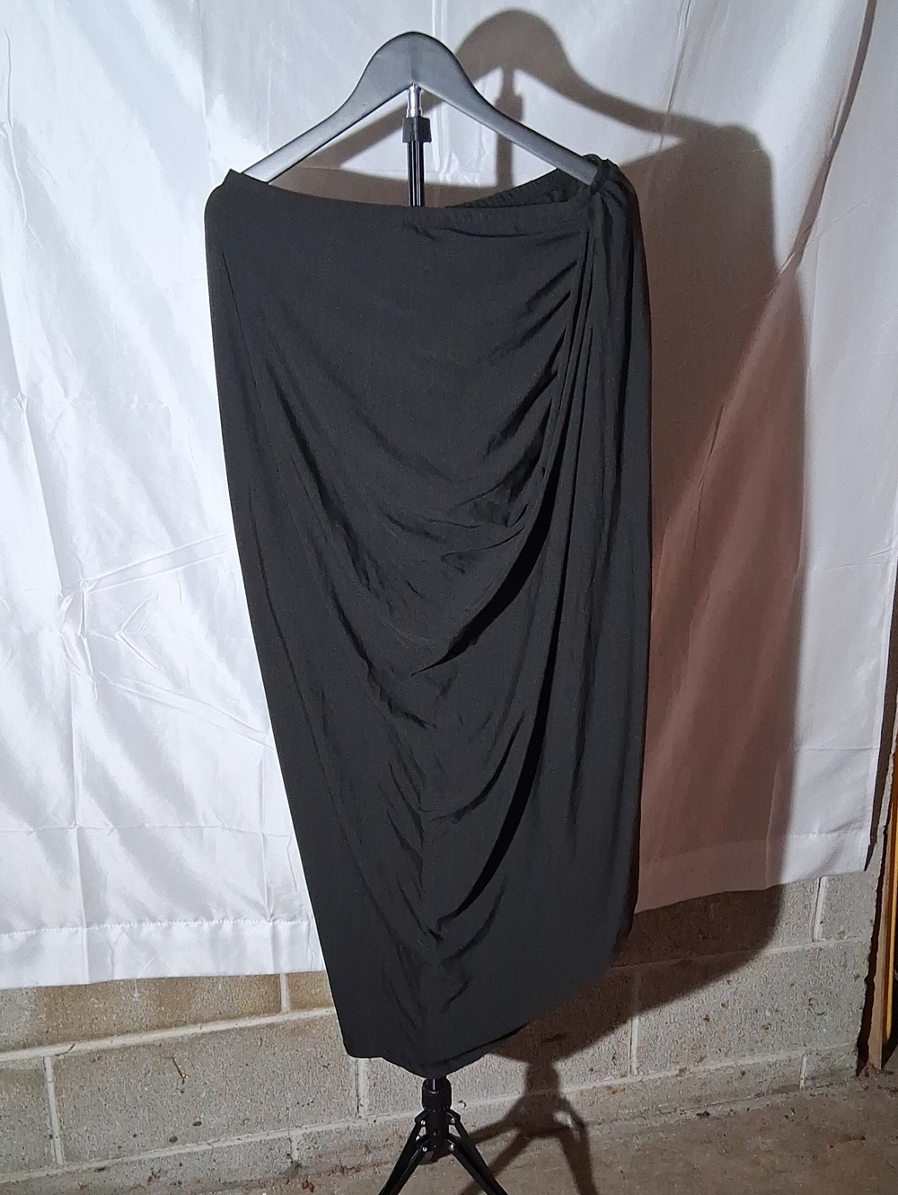 SHEIN Black Draped Midi Skirt